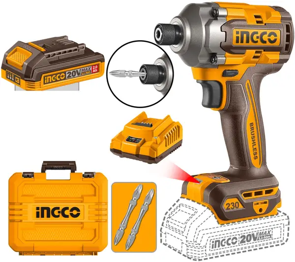 VISSEUSE A CHOC 20V 230N/M INGCO - ingco-maroc.com