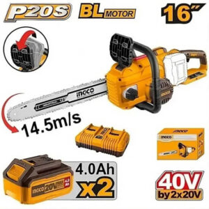 Tronçonneuse à chaîne 20V 2BAT 4Ah 16" 400mm INGCO - ingco-maroc.com
