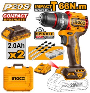 Perceuse à percussion sans fil 66Nm 2Bat 20V - INGCO - ingco-maroc.com