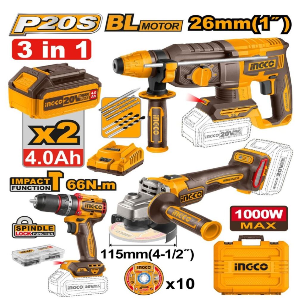 Kit combiné sans fil de 3 outils INGCO - ingco-maroc.com