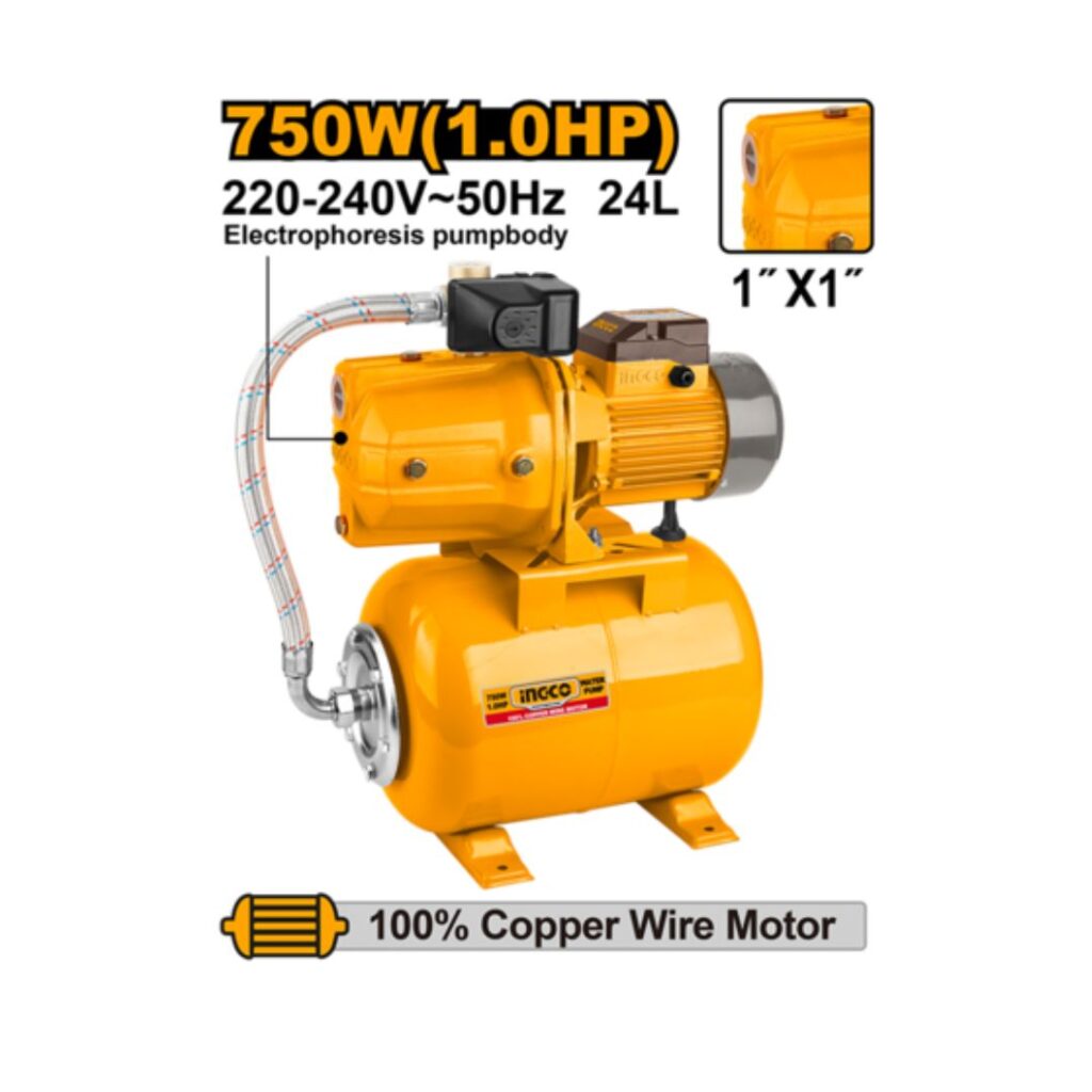 Pompe à eau à jet automatique 750W INGCO - ingco-maroc.com