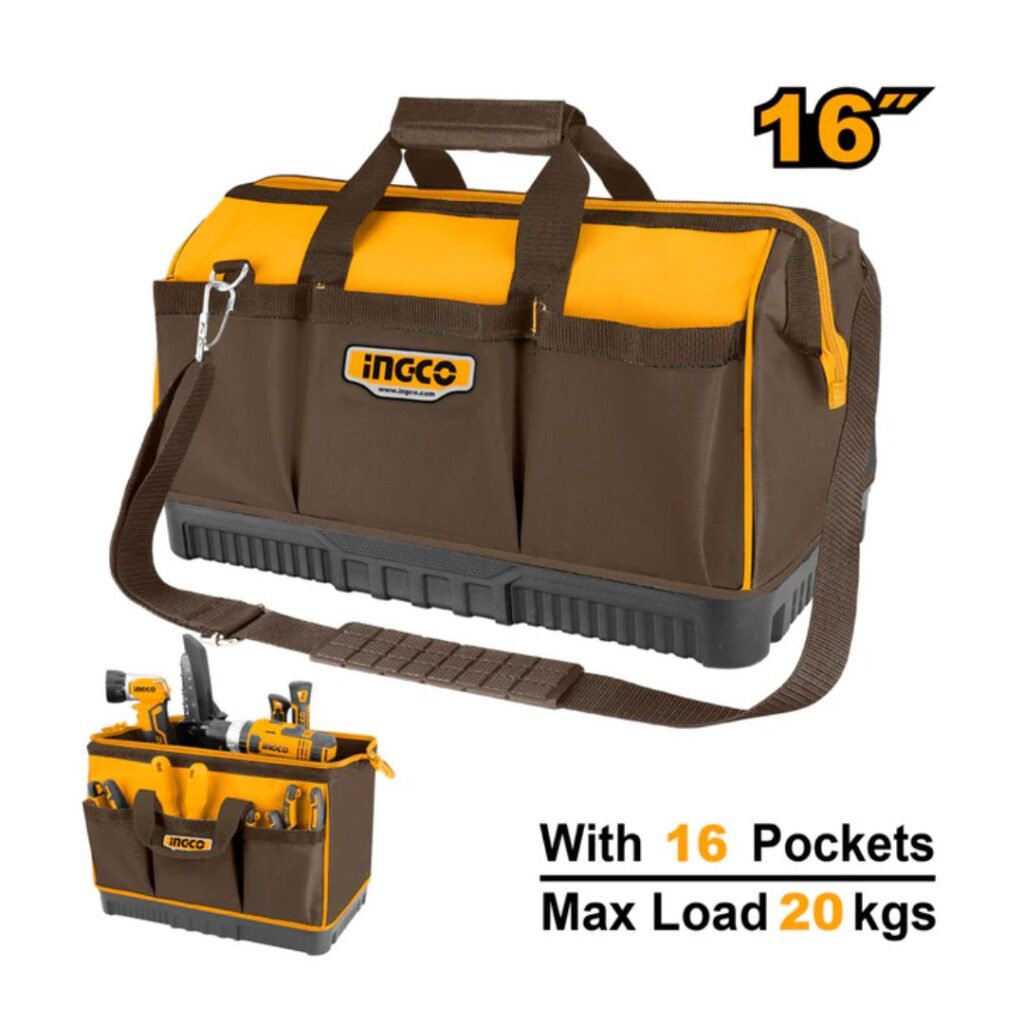 Sac à outils 16" 16poches base renforcée INGCO - ingco-maroc.com