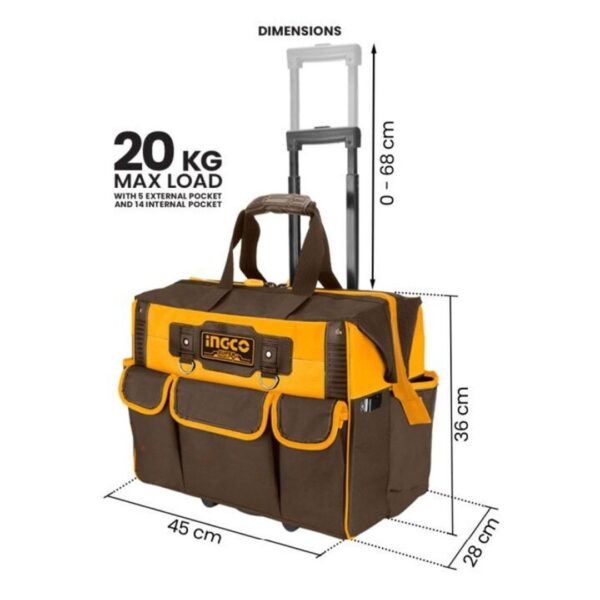 Sac a outils 20″ avec roues INGCO - ingco-maroc.com - 3