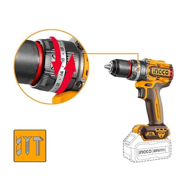 Perceuse visseuse sans fil 20 V- 96 Nm INGCO - ingco-maroc.com - 2