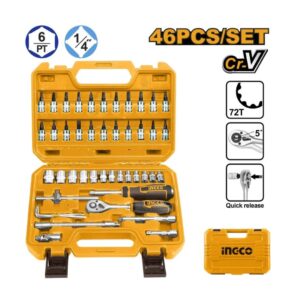 MALETTE DE DOUILLES 46 PCS 1/4 HKTS14462 INGCO - ingco-maroc.com