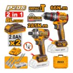 Pack Combo 20V Perceuse-Visseuse à Chocs CKLI20277 INGCO - ingco-maroc.com