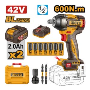 Clé à choc sans fil 42V 600 N.m CIWLI42602 INGCO - ingco-maroc.com