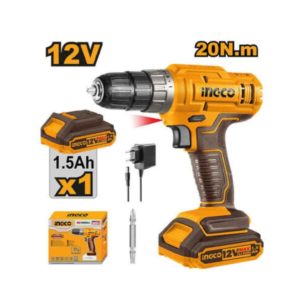 Perceuse sans fil 12V 20N.m INGCO - ingco-maroc.com