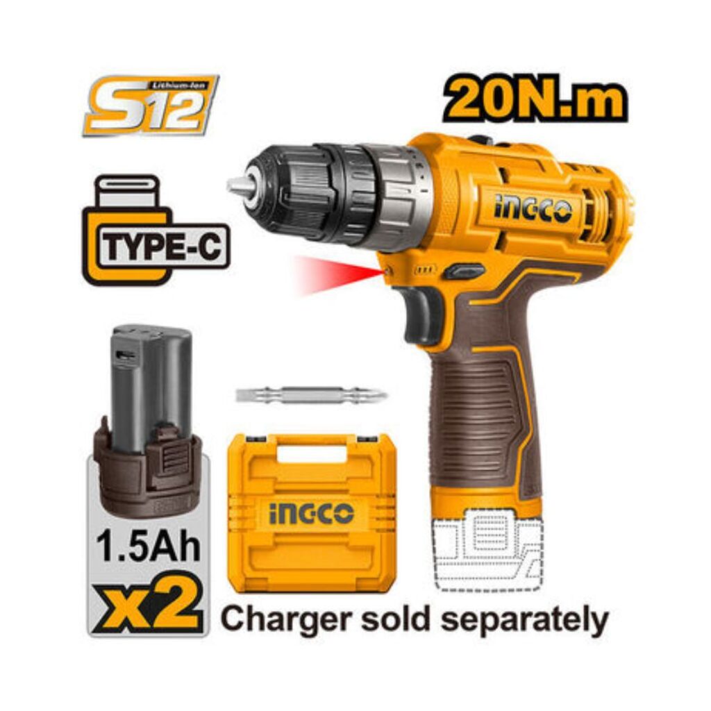 Malette Visseuse 12V 2 batteries 20Nm TypeC INGCO - ingco-maroc.com