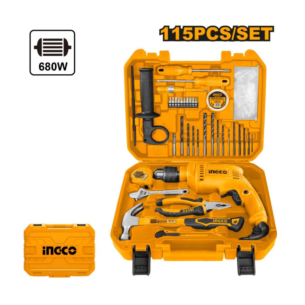 Coffret Perceuse 13mm 680W 115pcs INGCO - ingco-maroc.com
