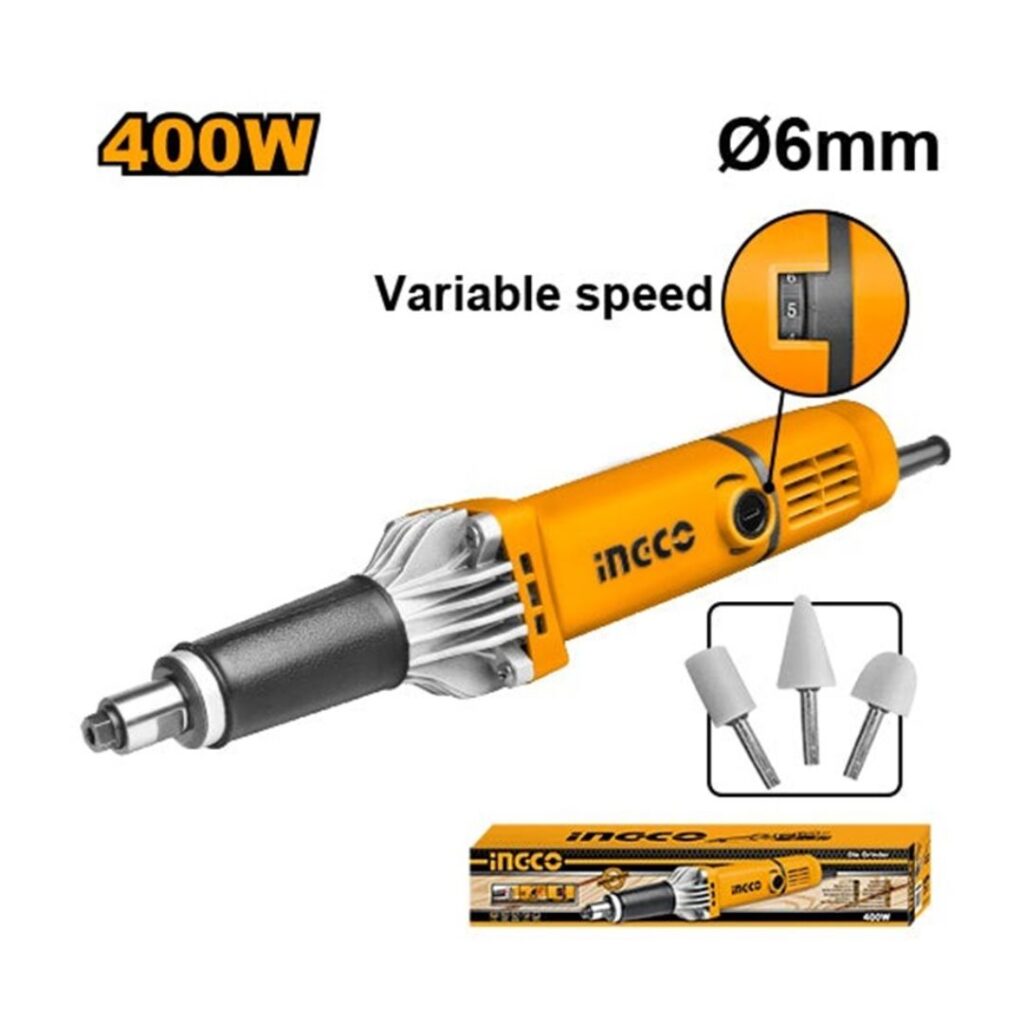 Meuleuse droite 6mm 400W + 3 accessoires INGCO - ingco-maroc.com