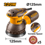 Ponceuse orbitale 125MM 320W INGCO - ingco-maroc.com