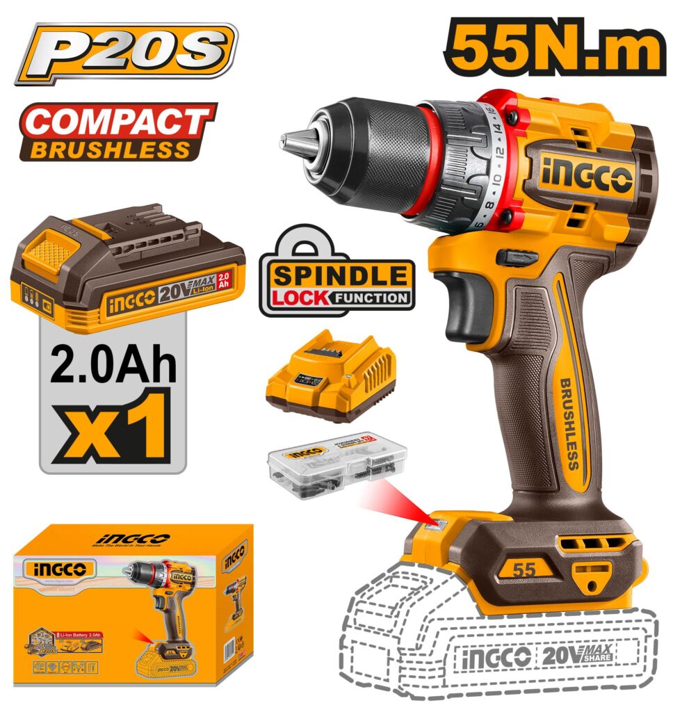 VISSEUSE 20V BRUSHLESS 1 BATTERIE-50 N.m INGCO - ingco-maroc.com