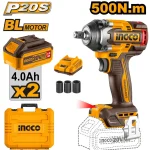 Boulonneuse à choc20V 500 Nm 2BATT sans charbons SI INGCO - ingco-maroc.com